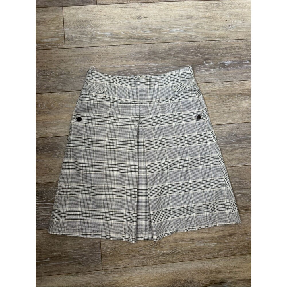 VTG Y2K Mango Plaid A-Line Skirt in Grey and White Sz 6